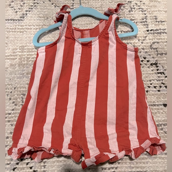 Monica & Andy Red and white striped romper, size 2T - Picture 2 of 4